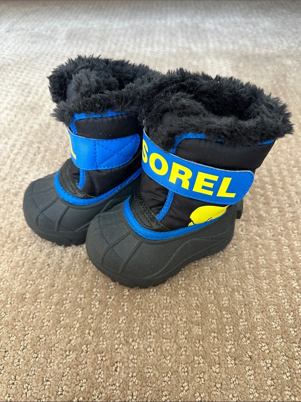 Sorel Kids Black and Blue Insulated Snow Boots